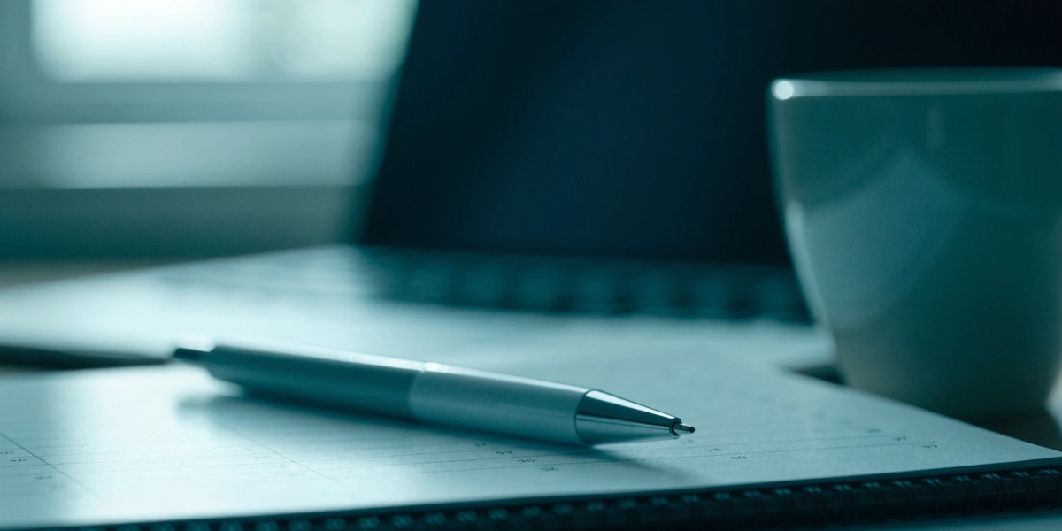 A pen resting on a desk calendar, representing quarterly estimated tax deadlines